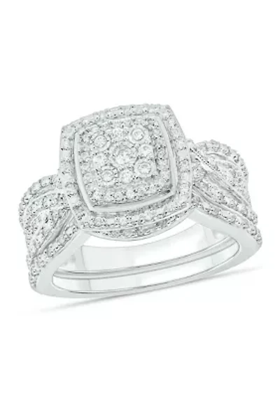 1/3 ct. t.w. Diamond Miracle Plate Bridal Ring Sterling Silver