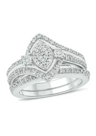 1/3 ct. t.w. Diamond marquise Bridal Ring Sterling Silver