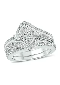 1/3 ct. t.w. Diamond marquise Bridal Ring Sterling Silver