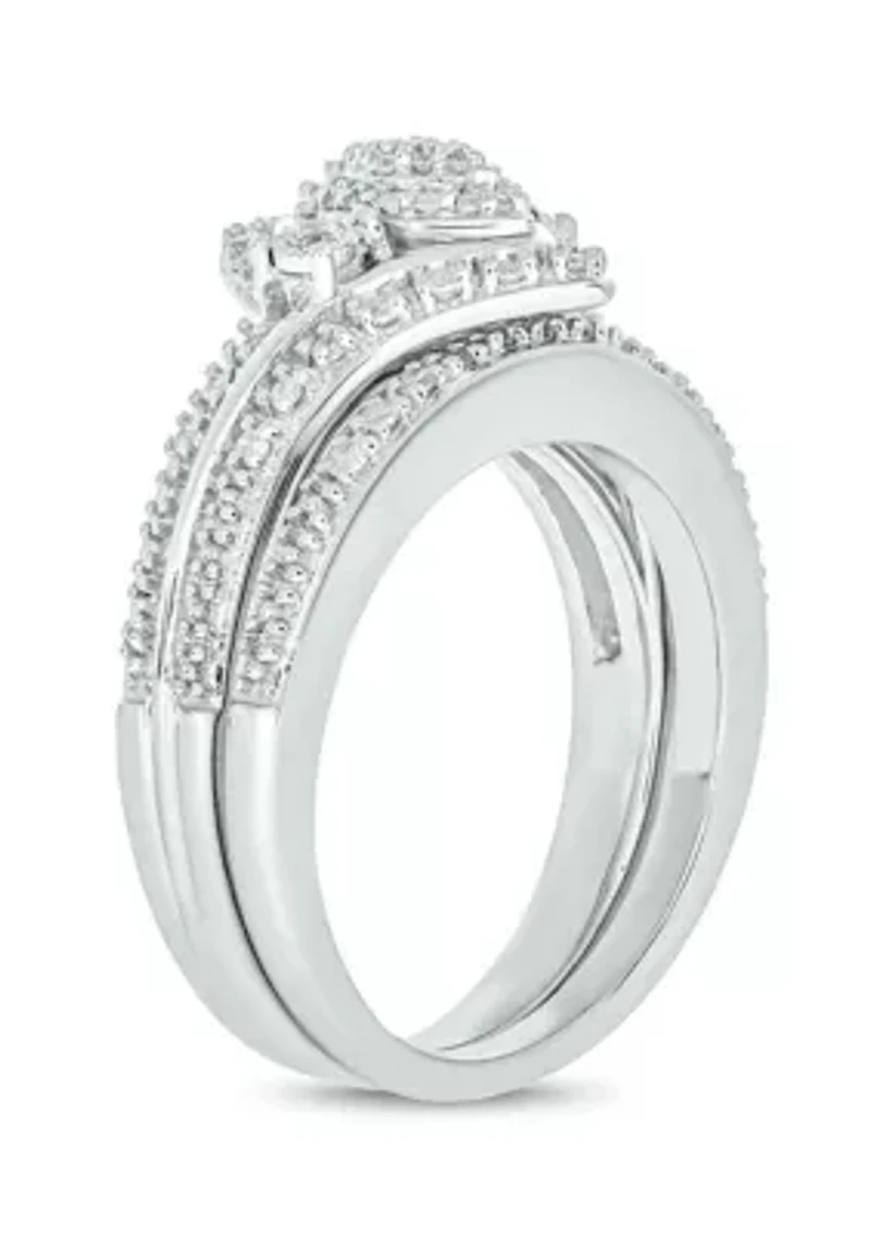 1/3 ct. t.w. Diamond marquise Bridal Ring Sterling Silver