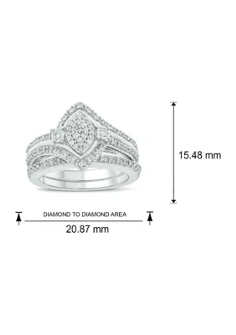 1/3 ct. t.w. Diamond marquise Bridal Ring Sterling Silver