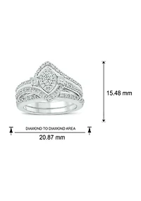 1/3 ct. t.w. Diamond marquise Bridal Ring Sterling Silver
