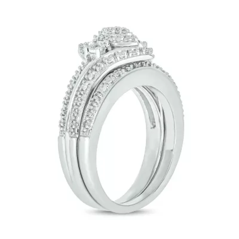 1/3 ct. t.w. Diamond marquise Bridal Ring Sterling Silver