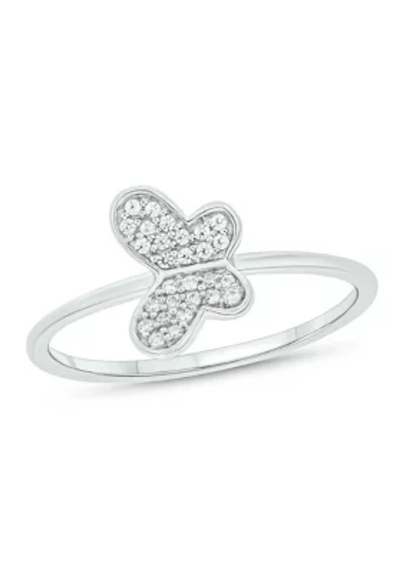 1/10 ct. t.w. Diamond Butter Fly Ring 10K White Gold