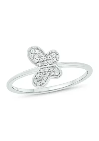 1/10 ct. t.w. Diamond Butter Fly Ring 10K White Gold