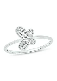 1/10 ct. t.w. Diamond Butter Fly Ring 10K White Gold