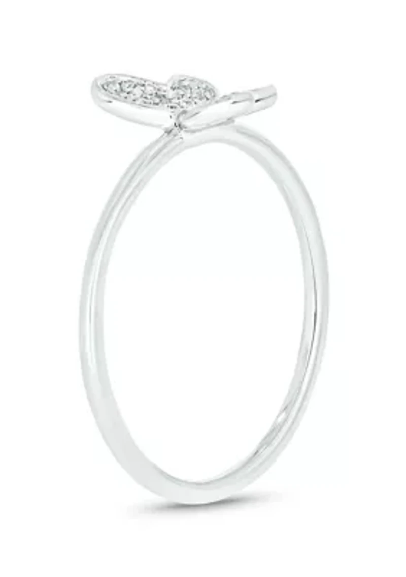 1/10 ct. t.w. Diamond Butter Fly Ring 10K White Gold