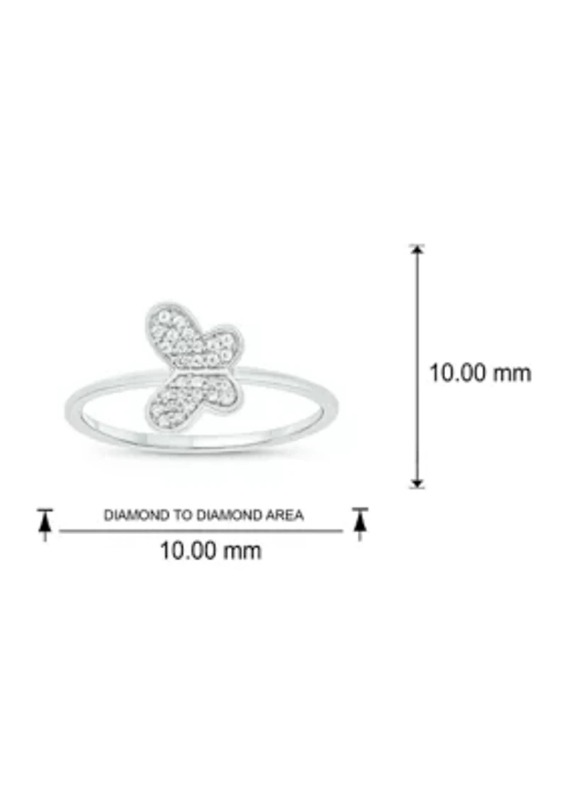 1/10 ct. t.w. Diamond Butter Fly Ring 10K White Gold
