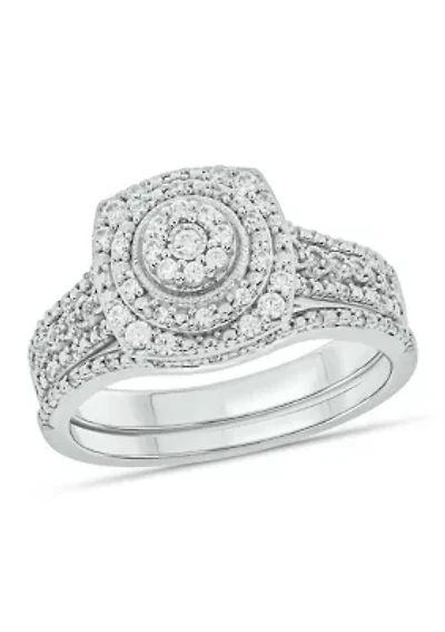 1/3 ct. t.w. Diamond Miracle Plate Bridal Ring Sterling Silver