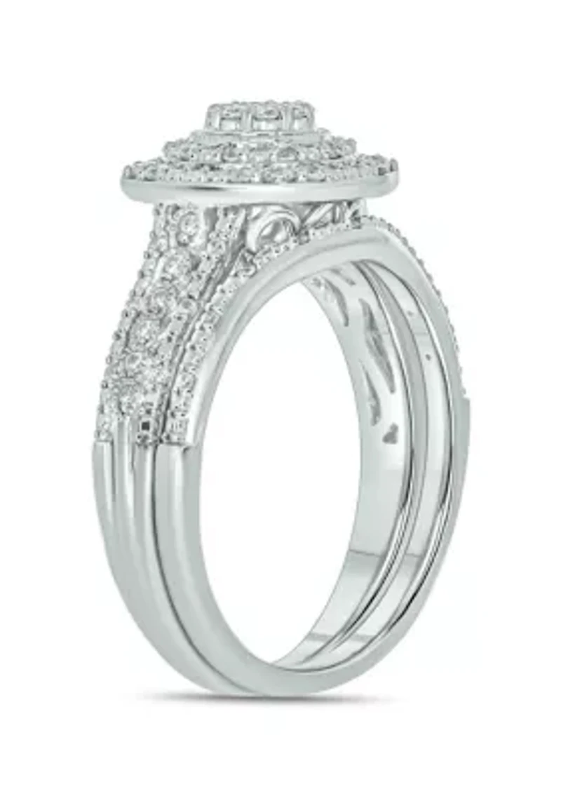 1/3 ct. t.w. Diamond Miracle Plate Bridal Ring Sterling Silver