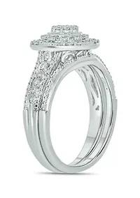 1/3 ct. t.w. Diamond Miracle Plate Bridal Ring Sterling Silver