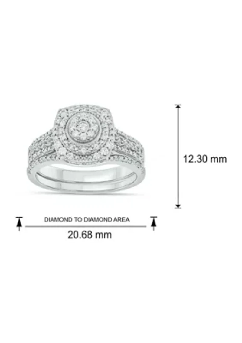 1/3 ct. t.w. Diamond Miracle Plate Bridal Ring Sterling Silver