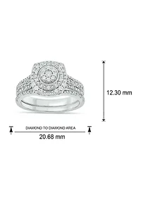 1/3 ct. t.w. Diamond Miracle Plate Bridal Ring Sterling Silver