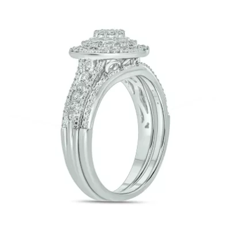 1/3 ct. t.w. Diamond Miracle Plate Bridal Ring Sterling Silver