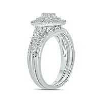 1/3 ct. t.w. Diamond Miracle Plate Bridal Ring Sterling Silver