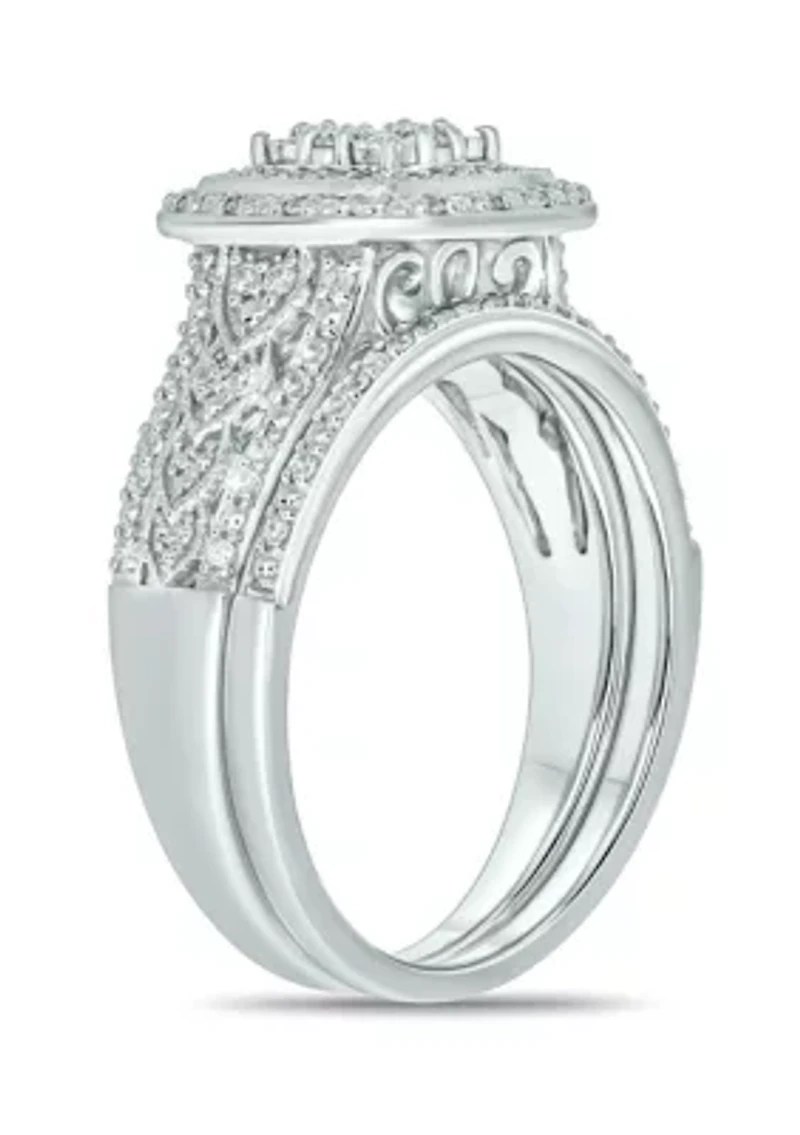 1/3 ct. t.w. Diamond Cushion Frame Bridal Ring Sterling Silver