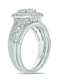 1/3 ct. t.w. Diamond Cushion Frame Bridal Ring Sterling Silver