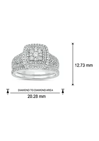 1/3 ct. t.w. Diamond Cushion Frame Bridal Ring Sterling Silver