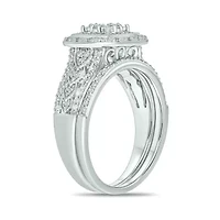 1/3 ct. t.w. Diamond Cushion Frame Bridal Ring Sterling Silver