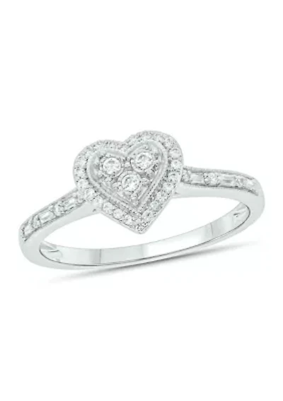 1/5 ct. t.w. Diamond Heart Promise Ring Sterling Silver