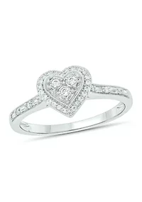 1/5 ct. t.w. Diamond Heart Promise Ring Sterling Silver