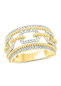 1/2 ct. t.w. Diamond Cuban Ring 14K Yellow Gold