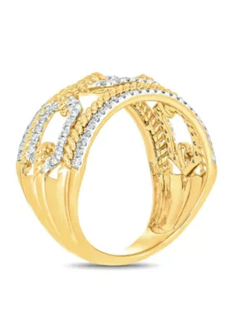 1/2 ct. t.w. Diamond Cuban Ring 14K Yellow Gold