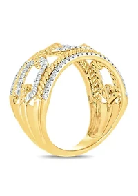 1/2 ct. t.w. Diamond Cuban Ring 14K Yellow Gold