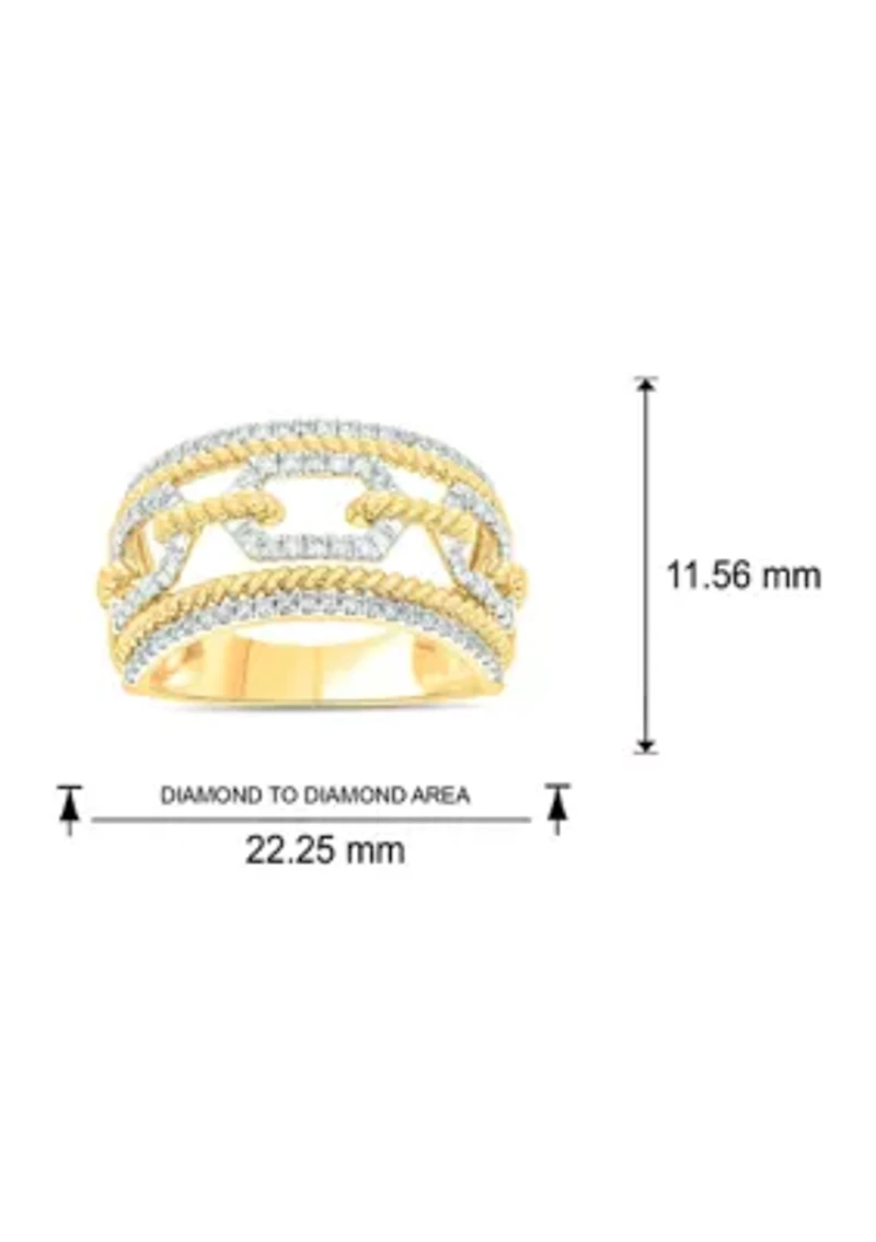 1/2 ct. t.w. Diamond Cuban Ring 14K Yellow Gold