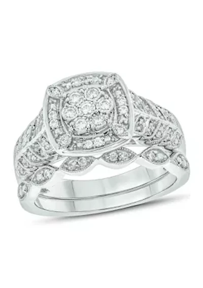 1/3 ct. t.w. Diamond Miracle Plate Bridal Ring Sterling Silver