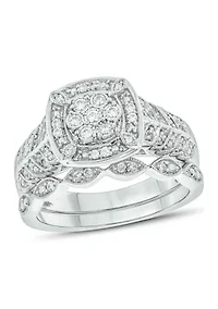 1/3 ct. t.w. Diamond Miracle Plate Bridal Ring Sterling Silver