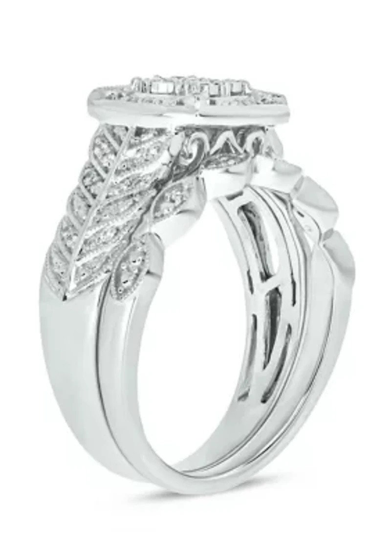 1/3 ct. t.w. Diamond Miracle Plate Bridal Ring Sterling Silver