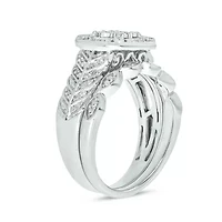 1/3 ct. t.w. Diamond Miracle Plate Bridal Ring Sterling Silver
