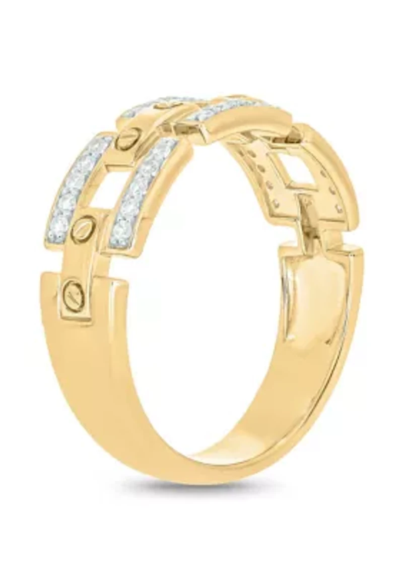 1/4 ct. t.w. Diamond Cuban Men's Band 10K Yellow Gold