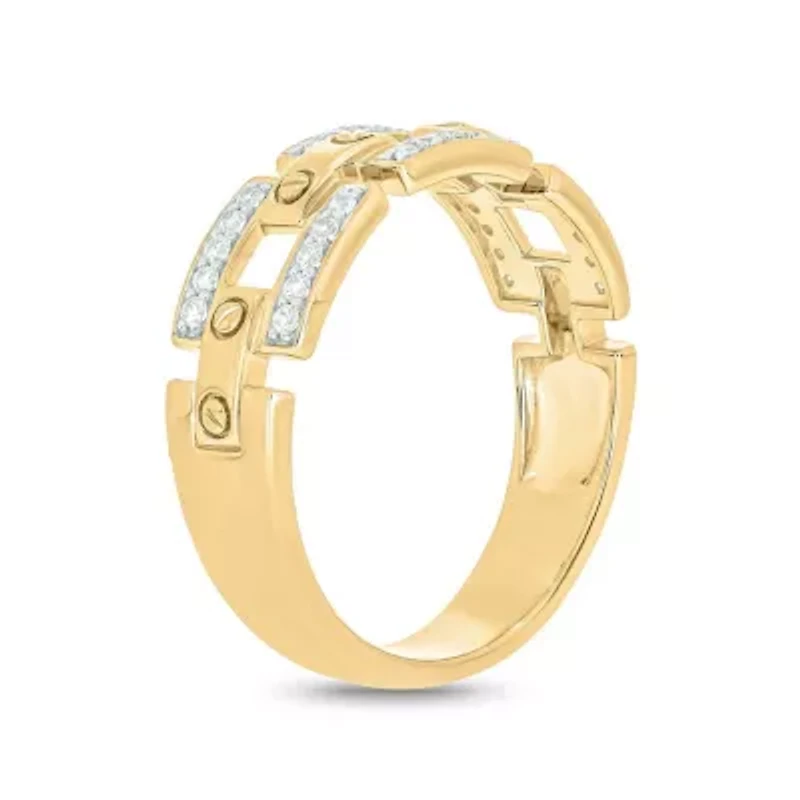 1/4 ct. t.w. Diamond Cuban Men's Band 10K Yellow Gold