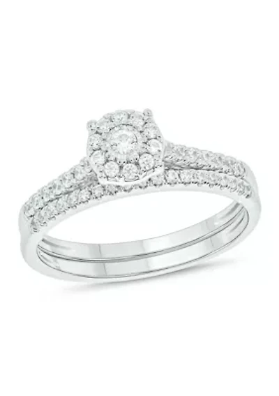 3/8 ct. t.w. Diamond Miracle Plate Bridal Ring Sterling Silver