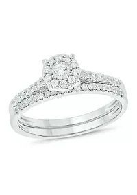 3/8 ct. t.w. Diamond Miracle Plate Bridal Ring Sterling Silver