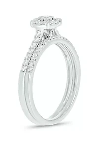 3/8 ct. t.w. Diamond Miracle Plate Bridal Ring Sterling Silver