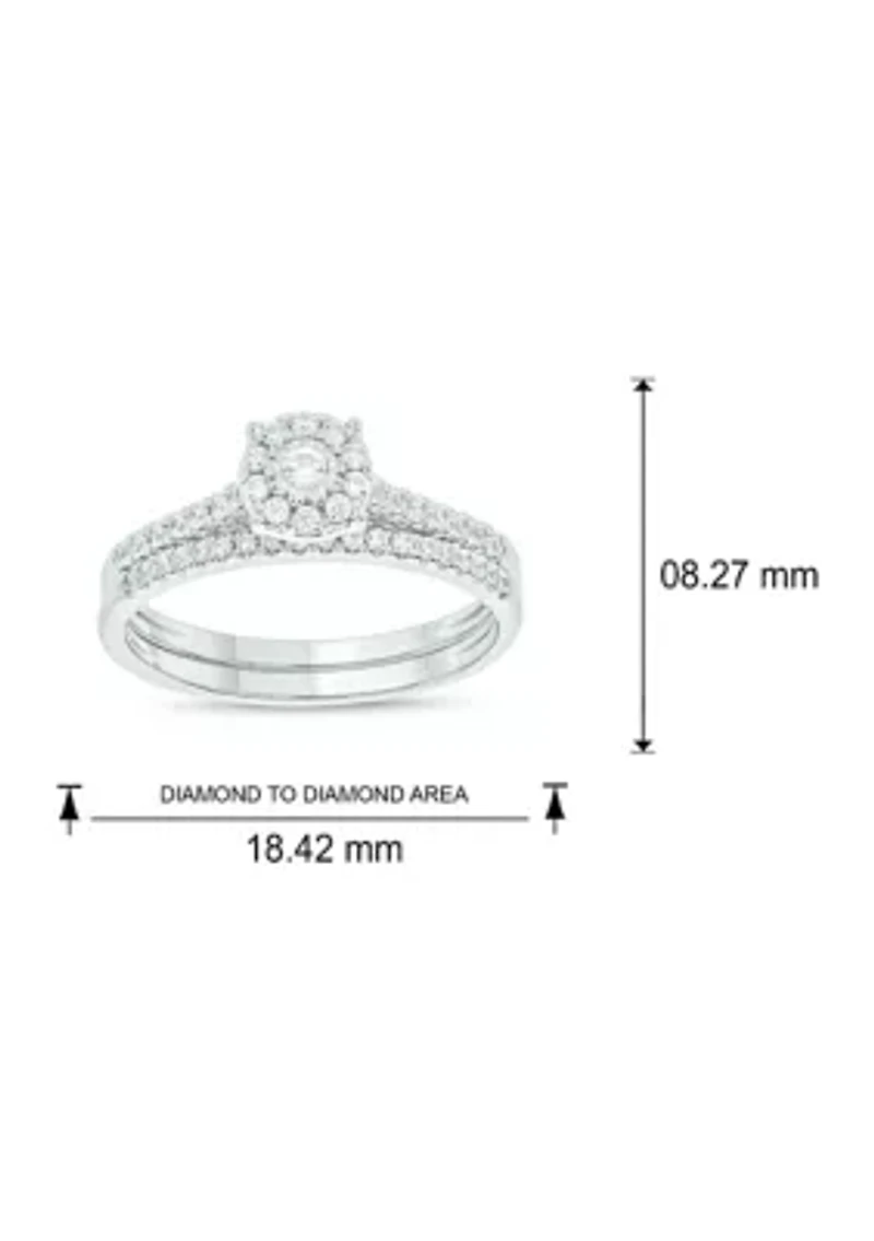 3/8 ct. t.w. Diamond Miracle Plate Bridal Ring Sterling Silver
