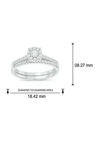 3/8 ct. t.w. Diamond Miracle Plate Bridal Ring Sterling Silver