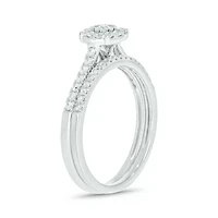 3/8 ct. t.w. Diamond Miracle Plate Bridal Ring Sterling Silver