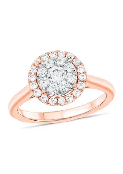 3/4 ct. t.w. Diamond Empress Stone Ring 10K Rose Gold