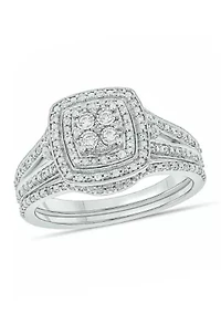 1/ ct. t.w. Diamond with Miracle Plate Bridal Ring Sterling Silver