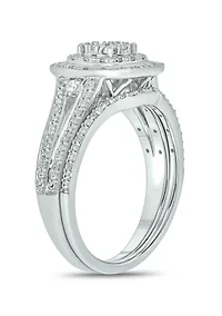 1/ ct. t.w. Diamond with Miracle Plate Bridal Ring Sterling Silver