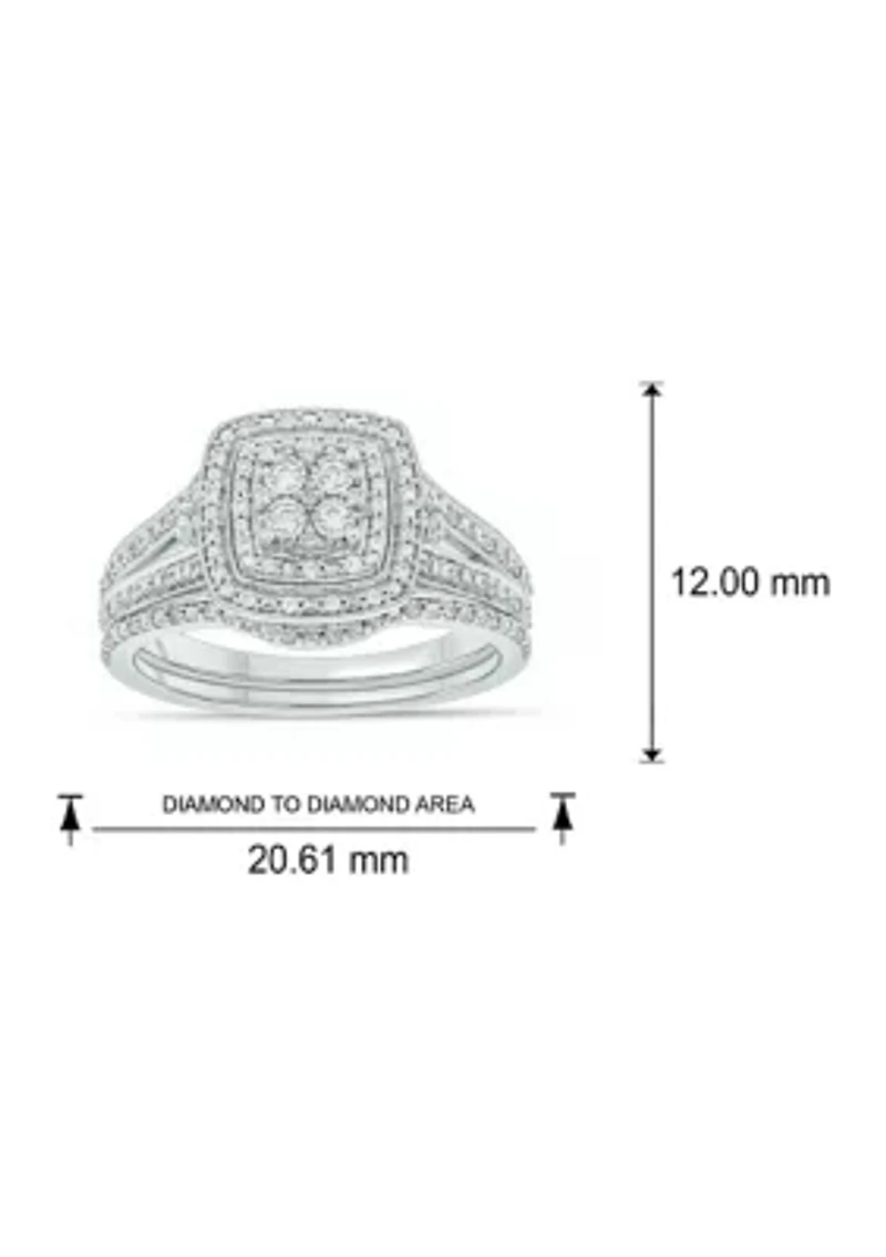 1/ ct. t.w. Diamond with Miracle Plate Bridal Ring Sterling Silver