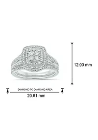 1/ ct. t.w. Diamond with Miracle Plate Bridal Ring Sterling Silver