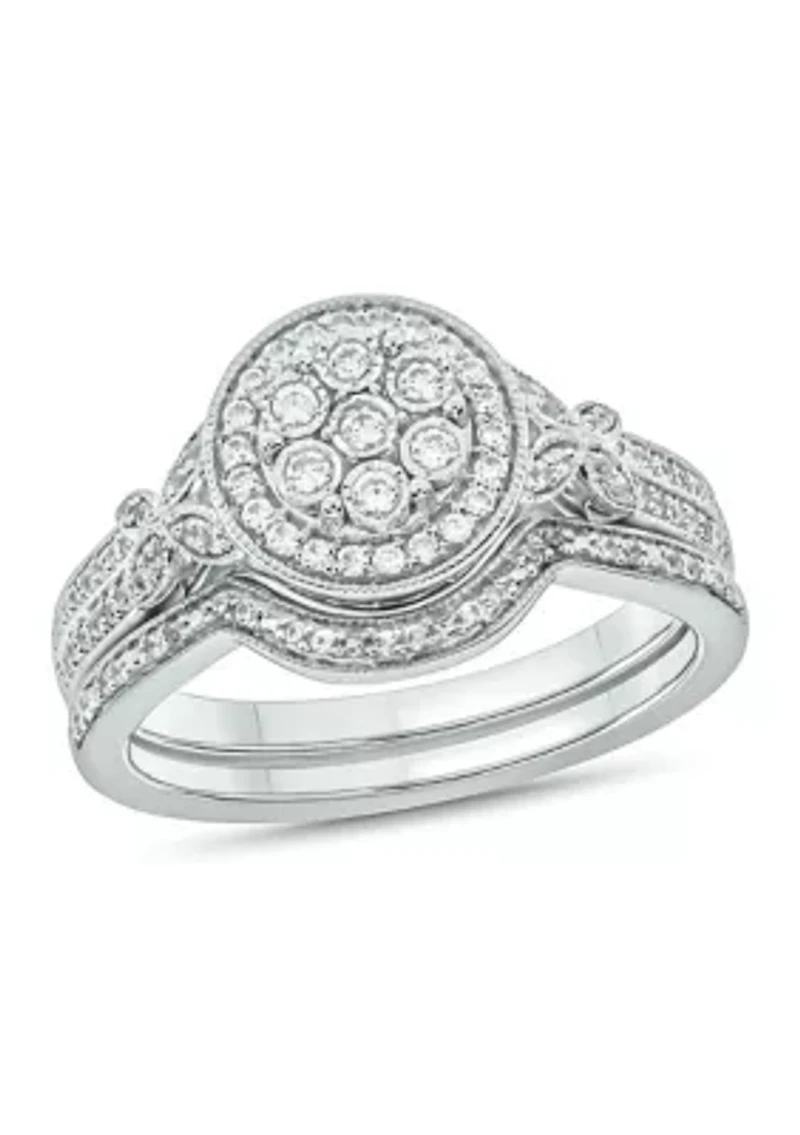 1/3 ct. t.w. Diamond Miracle Plate Bridal Ring Sterling Silver