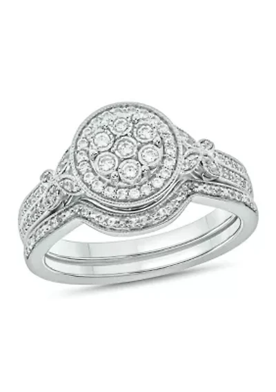 1/3 ct. t.w. Diamond Miracle Plate Bridal Ring Sterling Silver