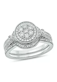 1/3 ct. t.w. Diamond Miracle Plate Bridal Ring Sterling Silver