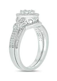 1/3 ct. t.w. Diamond Miracle Plate Bridal Ring Sterling Silver